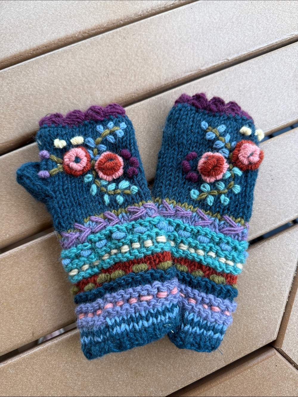 Handmade Embroidered Fingerless Gloves